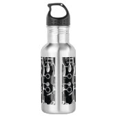 Clarinet met rood, zwart en wit monogram waterfles (Achterkant)