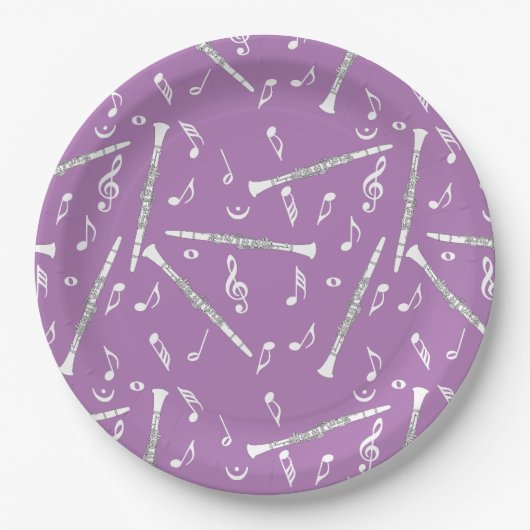 Clarinet Music Note Pattern Papieren Bordje (Voorkant)