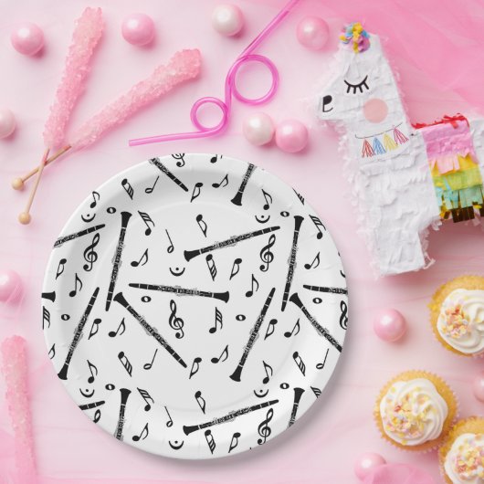 Clarinet Music Note Pattern Papieren Bordje (Feest)
