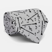 Clarinet Music Note Pattern Stropdas (Opgerold)