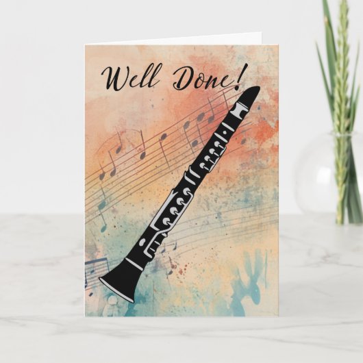 Clarinet Music Performance Gefeliciteerd Kaart (Voorkant)