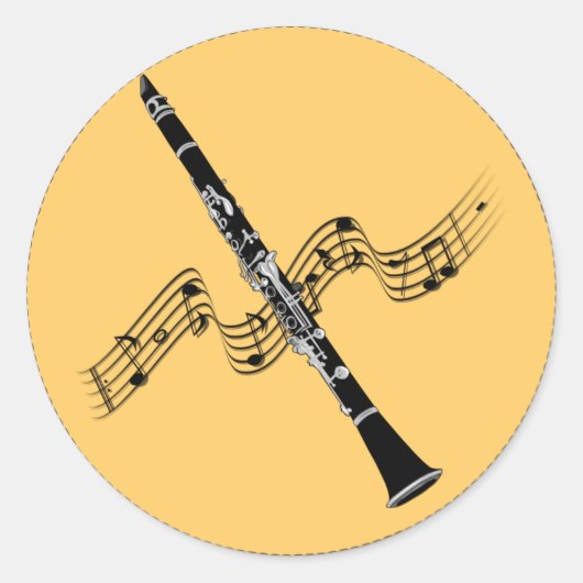 Clarinet Music, populair design Ronde Sticker (Voorkant)