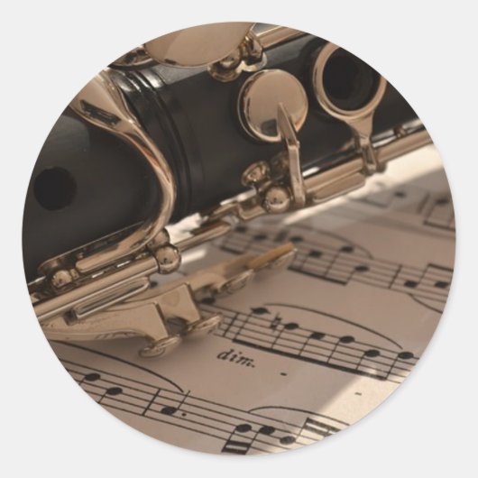 Clarinet musical instrument met notatie ronde sticker (Voorkant)