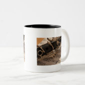 Clarinet musical instrument met notatie tweekleurige koffiemok (Voorkant rechts)