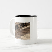 Clarinet musical instrument met notatie tweekleurige koffiemok (Voorkant links)