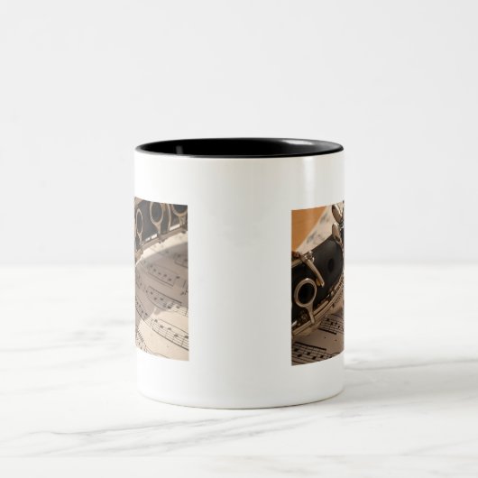 Clarinet musical instrument met notatie tweekleurige koffiemok (Center)