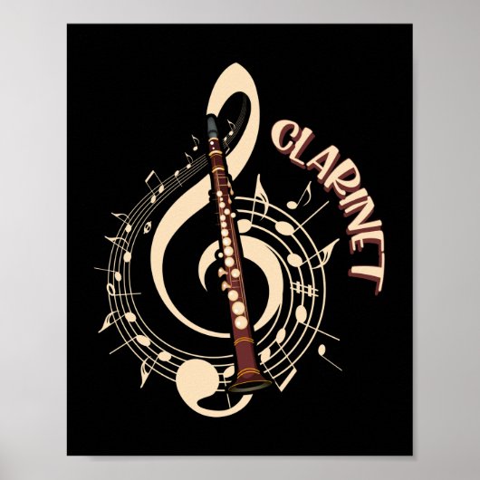Clarinet Musical Instrument Music Lovers Poster (Voorkant)