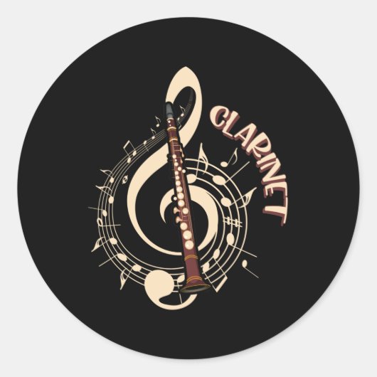 Clarinet Musical Instrument Music Lovers Ronde Sticker (Voorkant)