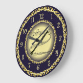 Clarinet ~ Musical Scroll ~ Gold/Navy Blue ~ Grote Klok (Hoek)