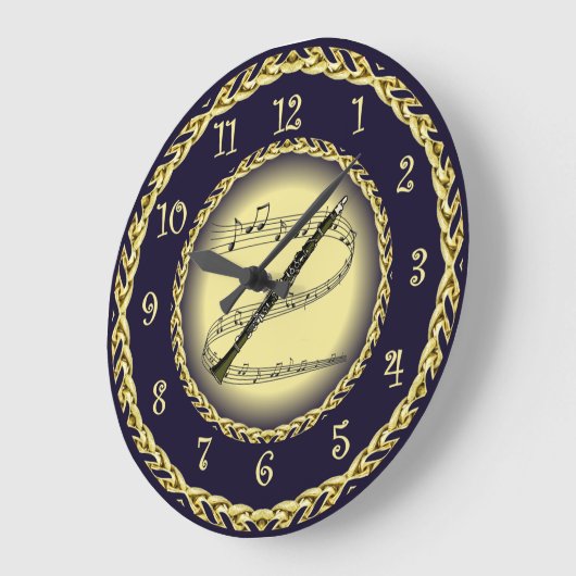 Clarinet ~ Musical Scroll ~ Gold/Navy Blue ~ Grote Klok (Hoek)