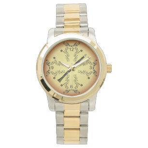 Clarinet ~ Musical Scroll ~ Golden Background ~ Horloge