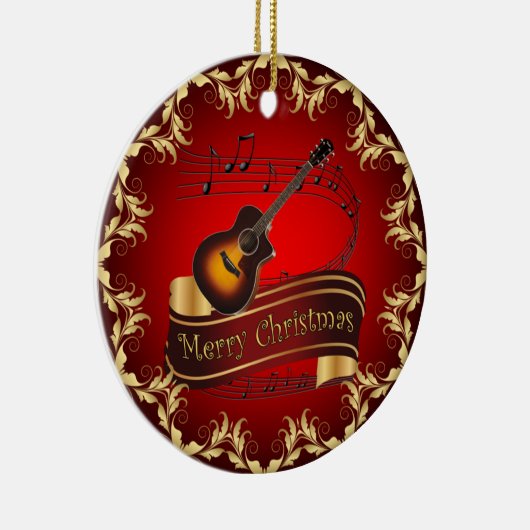 Clarinet ~ Musical Scroll ~ Merry Kerst~ Keramisch Ornament (Rechts)