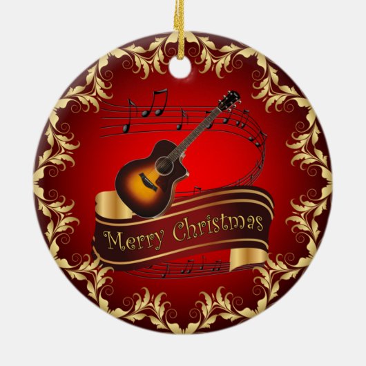 Clarinet ~ Musical Scroll ~ Merry Kerst~ Keramisch Ornament (Achterkant)