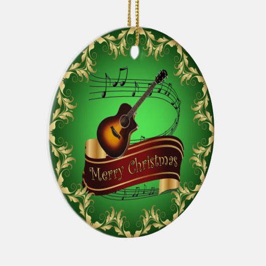 Clarinet ~ Musical Scroll ~ Merry Kerst~ Keramisch Ornament (Rechts)