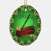 Clarinet ~ Musical Scroll ~ Merry Kerst~ Keramisch Ornament (Rechts)
