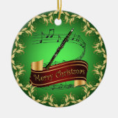 Clarinet ~ Musical Scroll ~ Merry Kerst~ Keramisch Ornament (Voorkant)