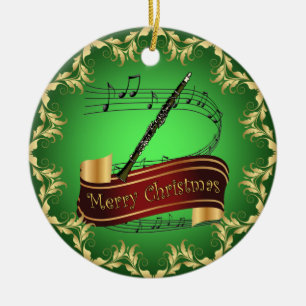 Clarinet ~ Musical Scroll ~ Merry Kerst~ Keramisch Ornament