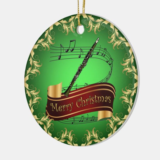 Clarinet ~ Musical Scroll ~ Merry Kerst~ Keramisch Ornament (Links)