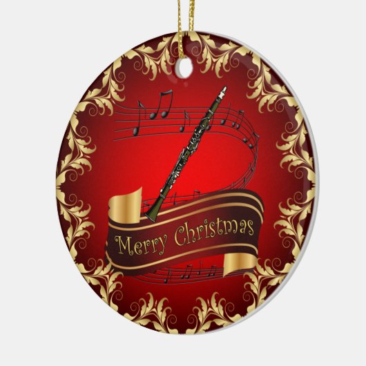 Clarinet ~ Musical Scroll ~ Merry Kerst~ Keramisch Ornament (Links)