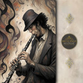 Clarinet Musician With Abstract Swirls Decoupage Tissuepapier