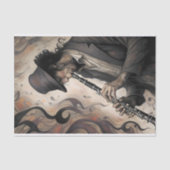 Clarinet Musician With Abstract Swirls Decoupage Tissuepapier (Voorkant)