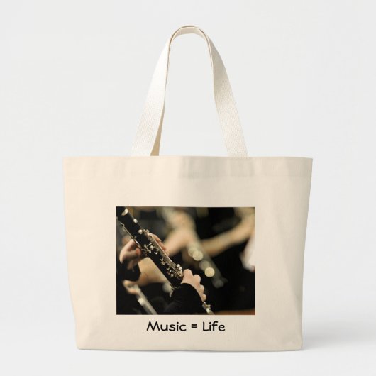 Clarinet - Muziek = leven Grote Tote Bag (Voorkant)