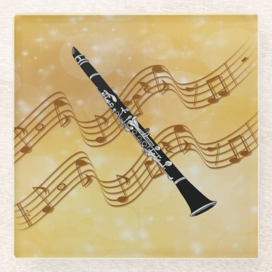 Clarinet-muziek, populair design, glazen onderzetter (Voorkant)