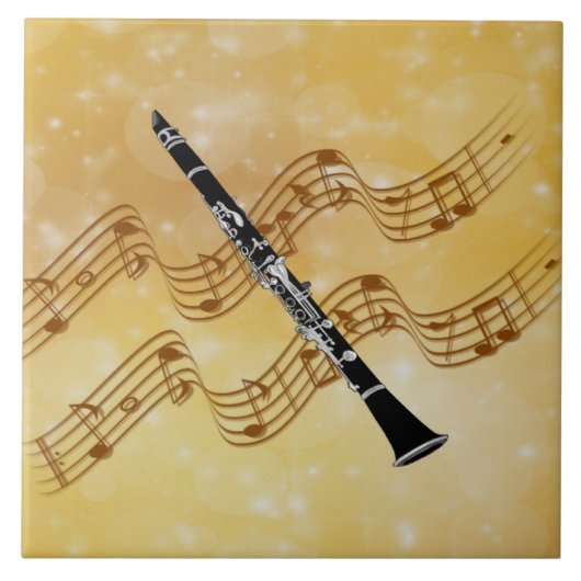 Clarinet-muziek, populair design, tegeltje (Voorkant)