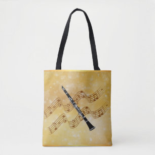 Clarinet-muziek, populair design, tote bag