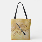Clarinet-muziek, populair design, tote bag (Achterkant)