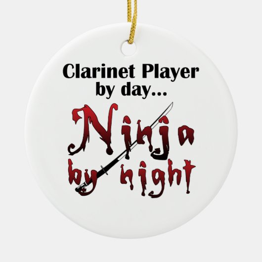 Clarinet Ninja Keramisch Ornament (Voorkant)