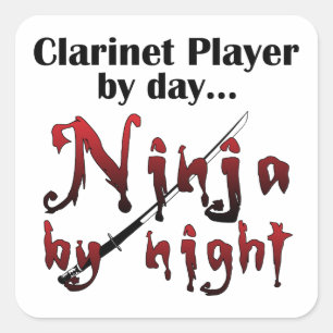 Clarinet Ninja Vierkante Sticker