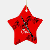 Clarinet on festive musical design, aanpasbaar keramisch ornament (Rechts)