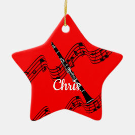 Clarinet on festive musical design, aanpasbaar keramisch ornament