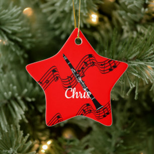 Clarinet on festive musical design, aanpasbaar keramisch ornament