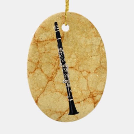 Clarinet on Marble Oval Pendant Ornament (Voorkant)