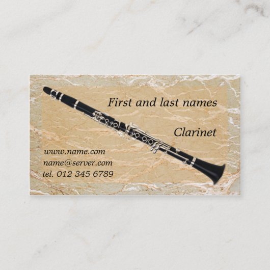 Clarinet on Marble Visitekaartje (Voorkant)