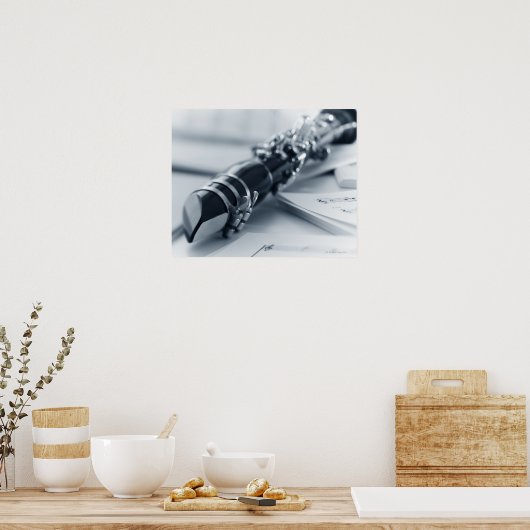 Clarinet on Music Sheets Poster (Keuken)
