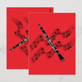 Clarinet op rode achtergrond briefkaart (Voorkant / Achterkant)