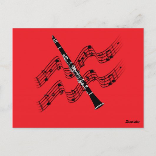 Clarinet op rode achtergrond briefkaart (Achterkant)
