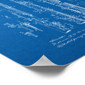 Clarinet Patent - Blauwdruk Poster (Hoek)