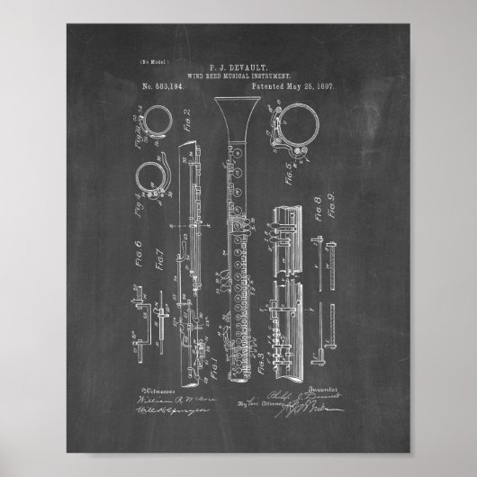 Clarinet Patent - Chalkboard Poster (Voorkant)