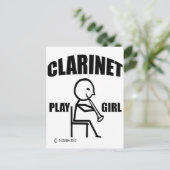 Clarinet Play Girl Briefkaart (Staand voorkant)