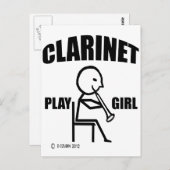 Clarinet Play Girl Briefkaart (Voorkant / Achterkant)