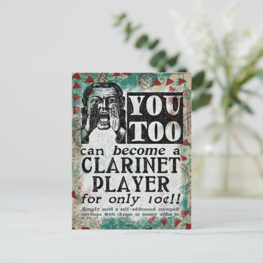 Clarinet Player Briefkaart - Funny Retro (Staand voorkant)