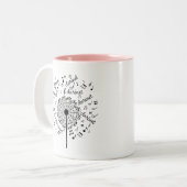 Clarinet Player Clarinetist Music Dandelion Tweekleurige Koffiemok (Voorkant links)