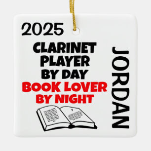 Clarinet Player is dol op CUSTOM lezen Keramisch Ornament