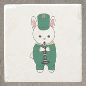 Clarinet Rabbit Marching Band Green Gold Stenen Onderzetter