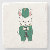 Clarinet Rabbit Marching Band Green Gold Stenen Onderzetter (Voorkant)