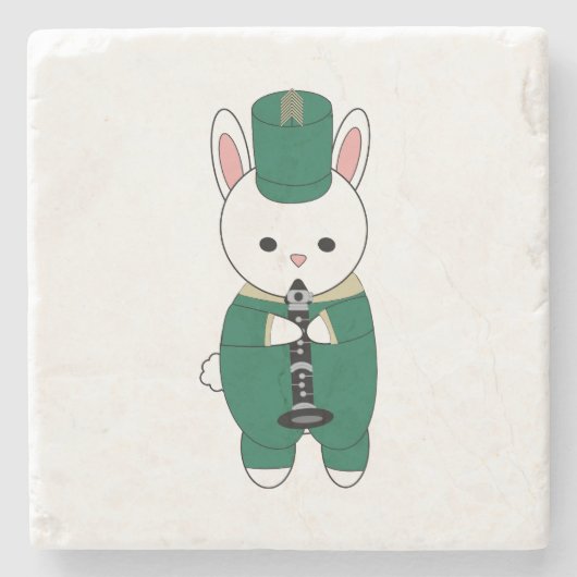 Clarinet Rabbit Marching Band Green Gold Stenen Onderzetter (Voorkant)